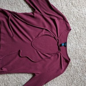 Burgundy bell sleeved crop top